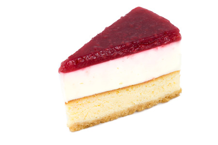 strawberry cheesecake on white background isolatedの写真素材