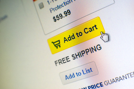 Mouse Clicking \add to cart\ button for internet shopping in an e-commerce website