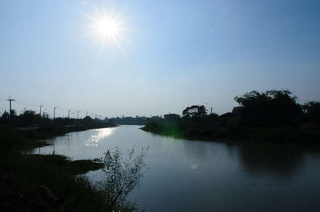 isolate mooding with sunset in the river,feel lonely, thailandの写真素材