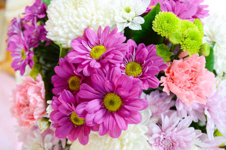 colorful  flowers in a vaseの写真素材