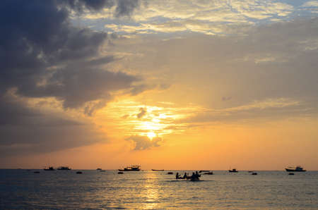 romantic sunset at pattaya thailandの写真素材