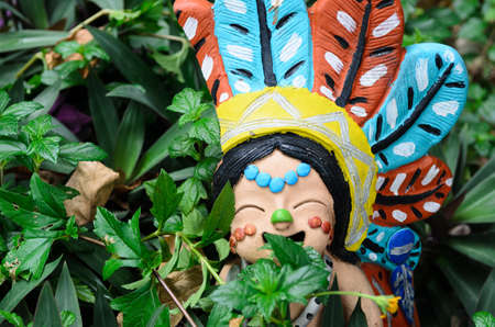 broken little redskin boy statue smilingの写真素材