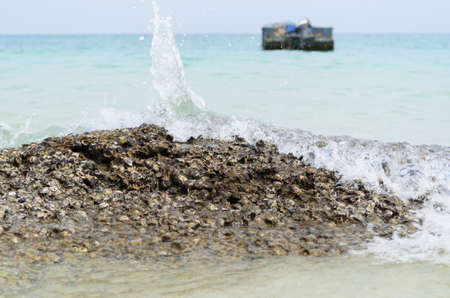 wave hit on the reef at samed island, Thailand