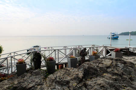 beach view in the morning in front of resort at Samed island, Thailandの写真素材
