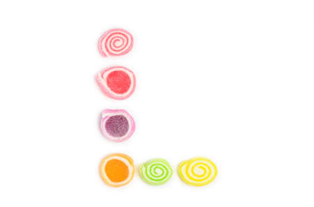 "L" alphabet by jelly on isolate background, you can select which one you want from this series to writing any words. (You can also download a to z collection in one download with small size alphabet in my portfolio)の写真素材