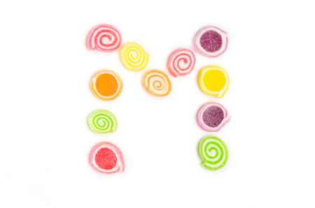 "M" alphabet by jelly on isolate background, you can select which one you want from this series to writing any words. (You can also download a to z collection in one download with small size alphabet in my portfolio)の写真素材