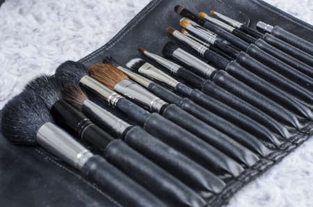 many size of cosmetic brush for the makeup artistの写真素材