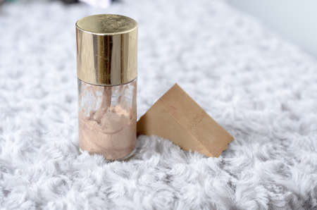 glossy foundation and cosmetic setの写真素材