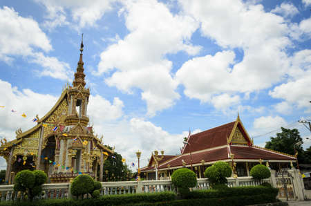 Thai temple on the blue sky dayの写真素材