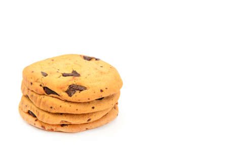 staking baked chocolate cookie on the isolated backgroundの写真素材