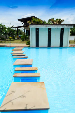 stone walkway in the swimming poolのeditorial素材