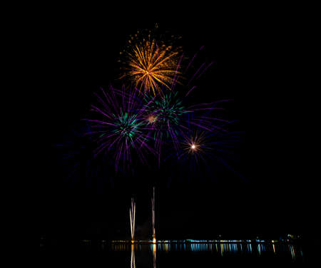 fireworks explode in the skyの写真素材