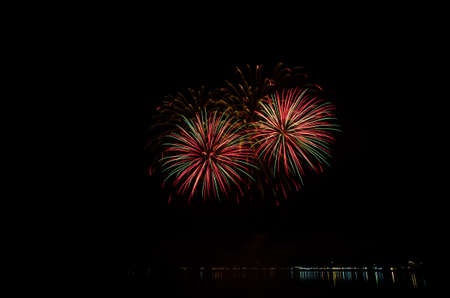 fireworks festival show at the public park in Bangkok, Thailandの写真素材