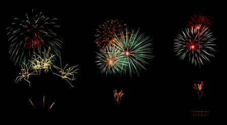 amazing fireworks explosion on black の写真素材