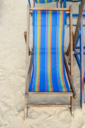 bird view colorful beach chairsの写真素材