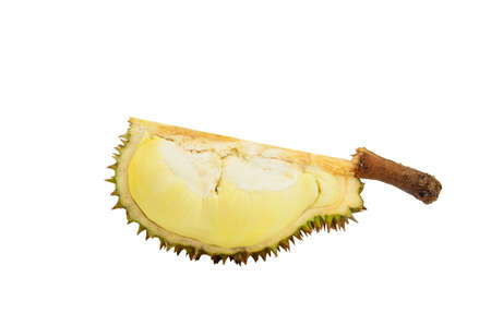 peeled durian isolated on white の写真素材