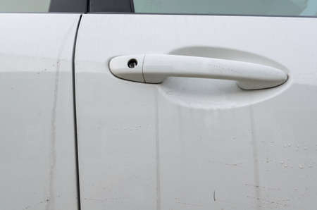 stained carbon dirty from the car door handleの写真素材
