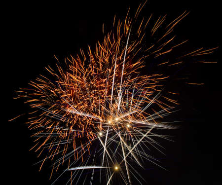 explosion fireworks on the black skyの写真素材
