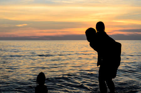 silhouette girl on backの写真素材