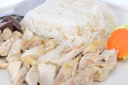 steamed chicken with riceの写真素材