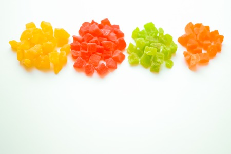 dried pineapple Apple cherry tinted with all colors of the rainbow.の写真素材