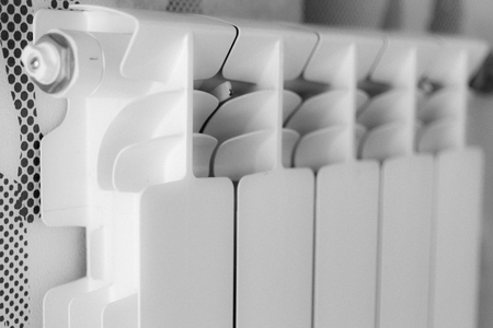 winter season. heating radiator thermostat. keep warm frost protection.の写真素材