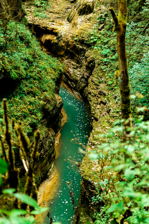 the wilderness of the cliff of the mountain riverの写真素材