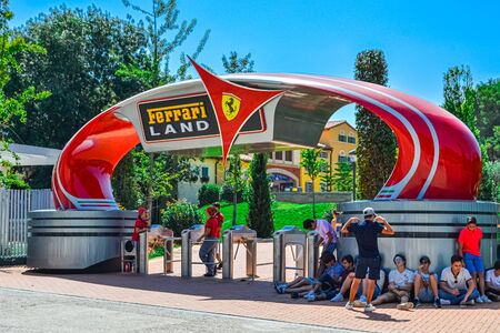 spain july 2017. the entrance to the Ferrari port Aventura theme Parkのeditorial素材