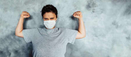 emotions represent the fight against the disease and the victory over the virus.の写真素材