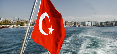 The flag of Turkey the symbol of the Turkish Republic of independenceの写真素材