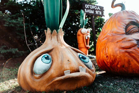 Halloween Animated Vegetables Pumpkin Onion with Eyes Carrot with Mouth