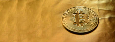 bitcoin gold rectangular banner background blurredの写真素材