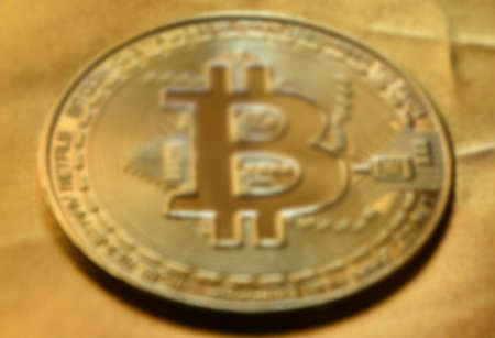 bitcoin gold rectangular banner background blurredの写真素材