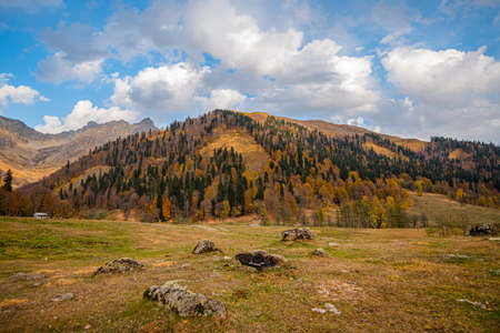 Autumn mountain landscape. An image of the Scandinavian mountains.の写真素材