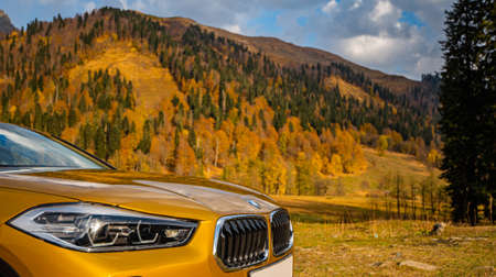 November 2 Russia 2021 BMW X2 New Golden Mountain Crossover Off-Roadのeditorial素材