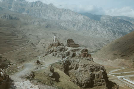 The Kurtatin Gorge in North Ossetia-Alania, the North Caucasian region of Russiaの写真素材