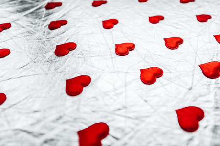 metallic background with hearts. symbol Valentine's Day. banner abstract texture.の写真素材