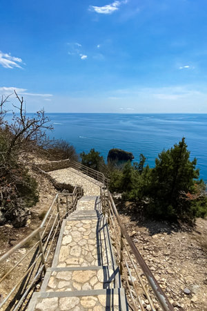 Beautiful view of the the stairs to the sea