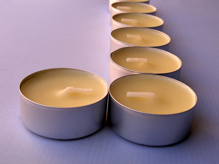 Close up shot of a row of candlesの写真素材
