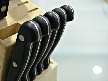 close up shot of knife handlesの写真素材