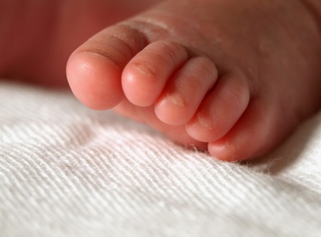 Close up shot of baby's footの写真素材