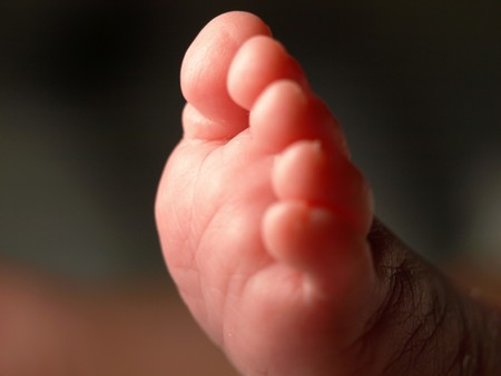 Close up shot of baby's foot