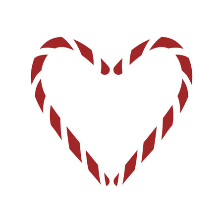 Heart made of Christmas candy canes. Christmas stick. Traditional Christmas candy with red and white stripes. Santas candy with striped pattern. Vector flat vector illustration isolated on white background.のイラスト素材