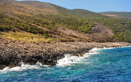 Coast of Greece  View of the coast from the seaの写真素材