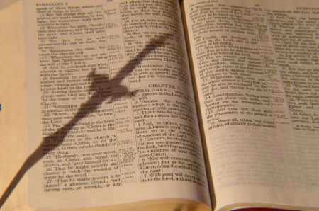 Bible and Cross shadow