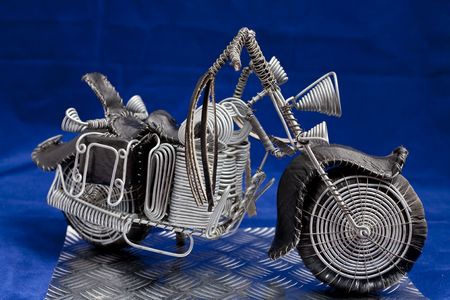 motorcycle wheels cruiser wire frame easy rider shopper hand craftの写真素材