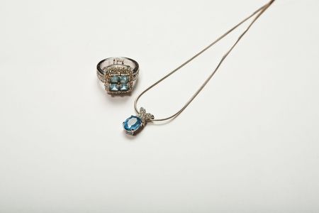 Beautiful fashion  jewelery close up on white backgroundの写真素材