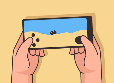 Two hand playing mobile games