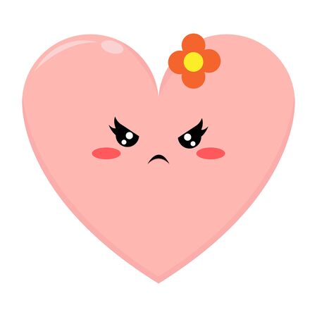 Cute Illustration of Pink Love Character with Angry Expression On White Backgroundのイラスト素材