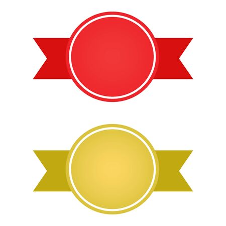 Simple Vector Illustration of Red and Gold Ribbon Suitable for Poster. Banner or Product Promotions and Online Sellerのイラスト素材